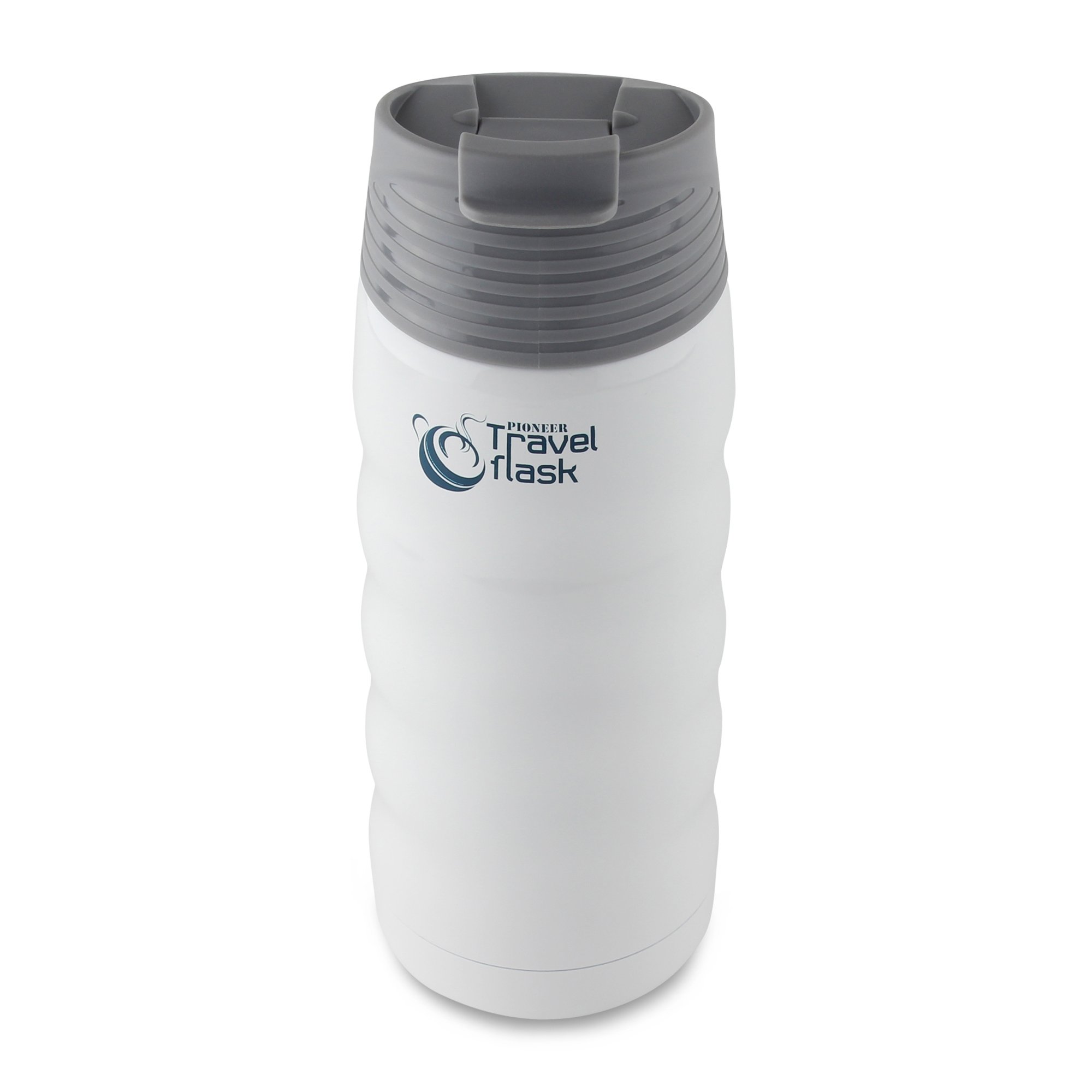 Pioneer Travel Flask, Stainless Steel Vacuum Insulated Double Wall Hot and Cold Drinks Thermo Flask – Hot 8 Hours, Cold 24 Hours, 480ml, White
