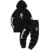 GORGLITTER Men's 2 Piece Sweatsuits Track Suits Floral Graphic Hoodie Sweatshirt Sweatpants Set Outfit