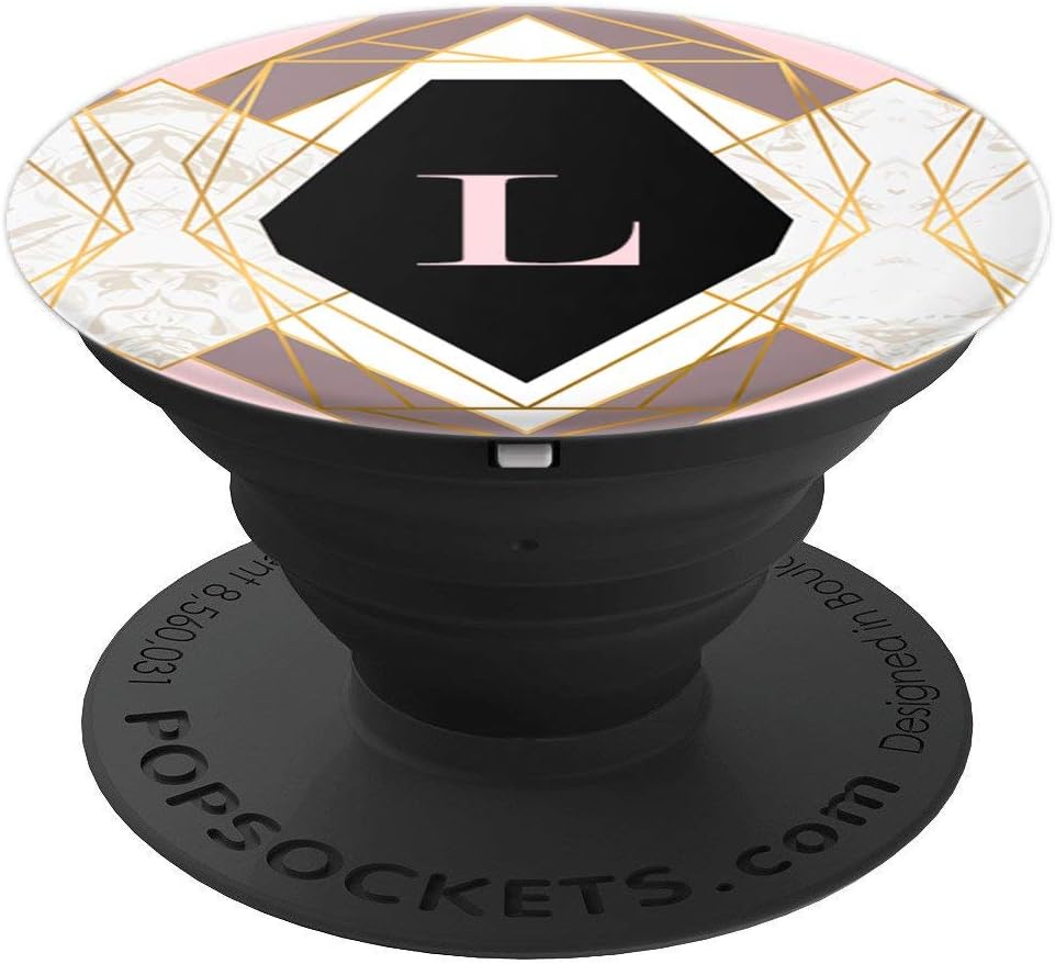 Cute Letter L Initial Monogram in Pink White & Black ADZ012a PopSockets PopGrip: Swappable Grip for Phones & Tablets