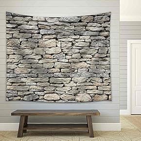 Old Stone Wall Texture - Fabric Wall Tapestry Home Decor - 51x60 inches