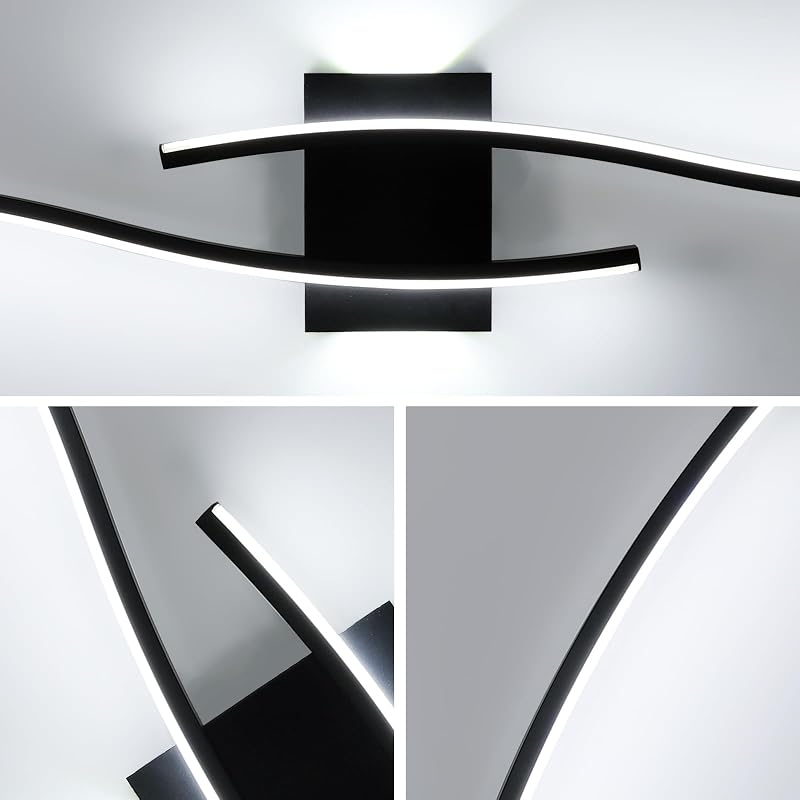 Applique da Parete Interno, 27W 3000LM Lampada da Parete Nero