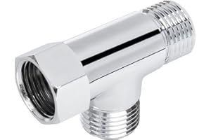 NearMoon Solid Brass G1/2" 3 Way Diverter Valve - Hose Fitting Tee, T Shape Adapter Connector for Angle Valve Hose, Bath Shower Arm, and Toilet Bidet Sprayer Faucet (Chrome Finish)