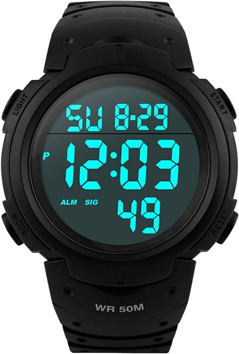 SEEWTA Mens Digital Sport Watch 50M Waterproof Outdoor Alarm Stopwatch Electronic LED Military Wrist Watches