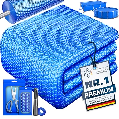 KESSER® Pool Solarabdeckplane Rund Ø 457 cm, Solarfolie 120 µm, Solarabdeckung Solarplane zuschneidbar, Poolheizung Wassererwärmung Wärmeplane, Poolso