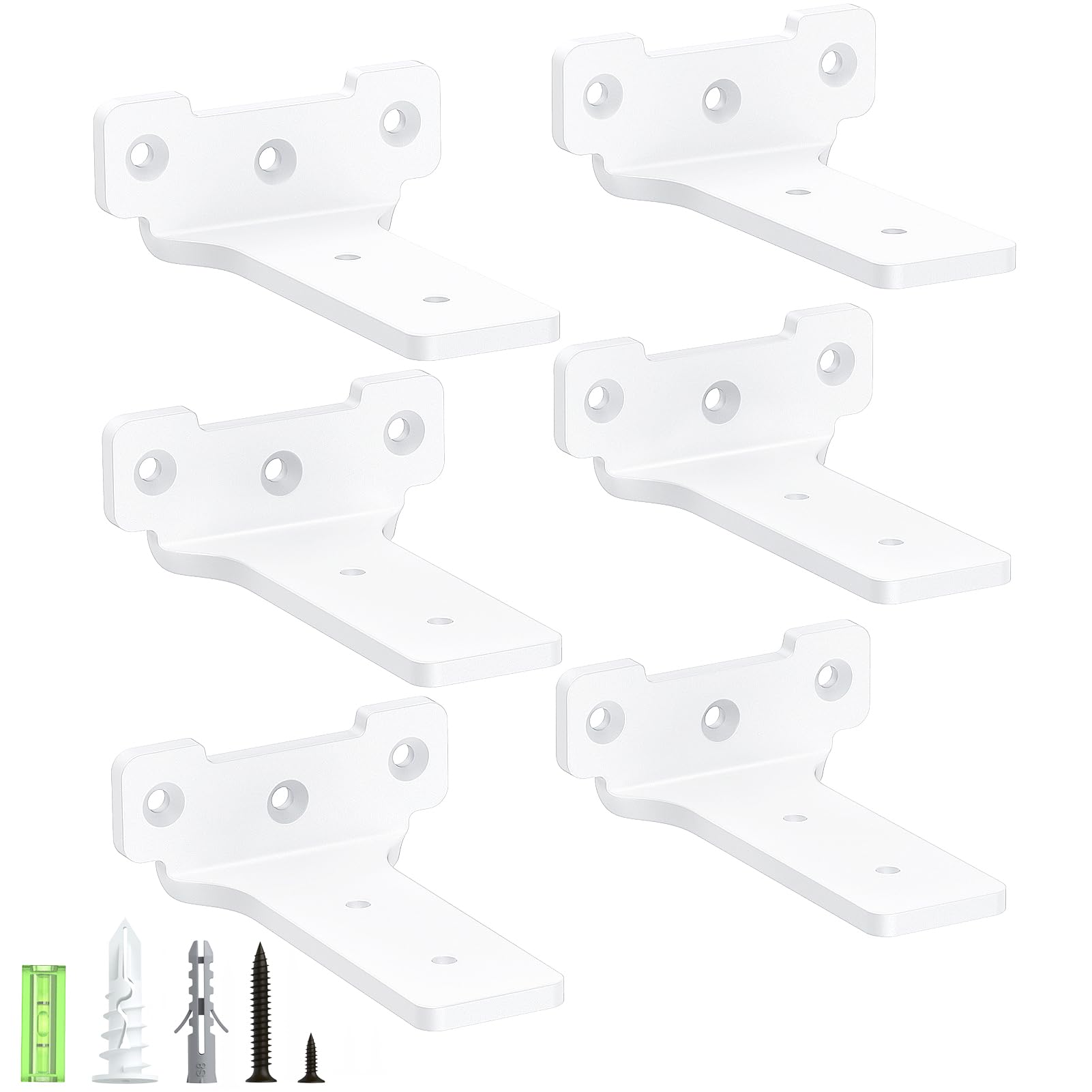 Yeabett Shelf Brackets, 6 Pack Right Angle Floating Shelf Brackets 10cm, 70kg Load Capacity, White