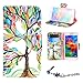 For Galaxy S5 / S5 Neo , ivencase Tree and Leaf [Magnetic] Wallet PU Leather [Closure] Folio Stand Protective Case Cover for Samsung Galaxy S5 SV / S5 Neo