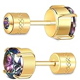 Hopply Hypoallergenic G23 Pure Titanium Earrings for Women Men,20G Implant Grade Flatback 5A Cubic Zirconia Earrings Studs for Sensitive Ears Jewelry Gift