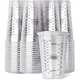 Mtgluk Clear Plastic Measuring Cups, 8oz Graduated Disposable and Reusable Mixing Cups for Resin, Paint, Stain, Cooking, Baki