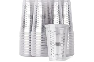 Mtgluk Clear Plastic Measuring Cups, 8oz Graduated Disposable and Reusable Mixing Cups for Resin, Paint, Stain, Cooking, Baki