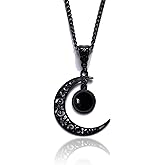 Peraca Cris Gothic Moon Necklace Goth Vintage Charm Necklace Goth Accessories Black Necklaces for Women