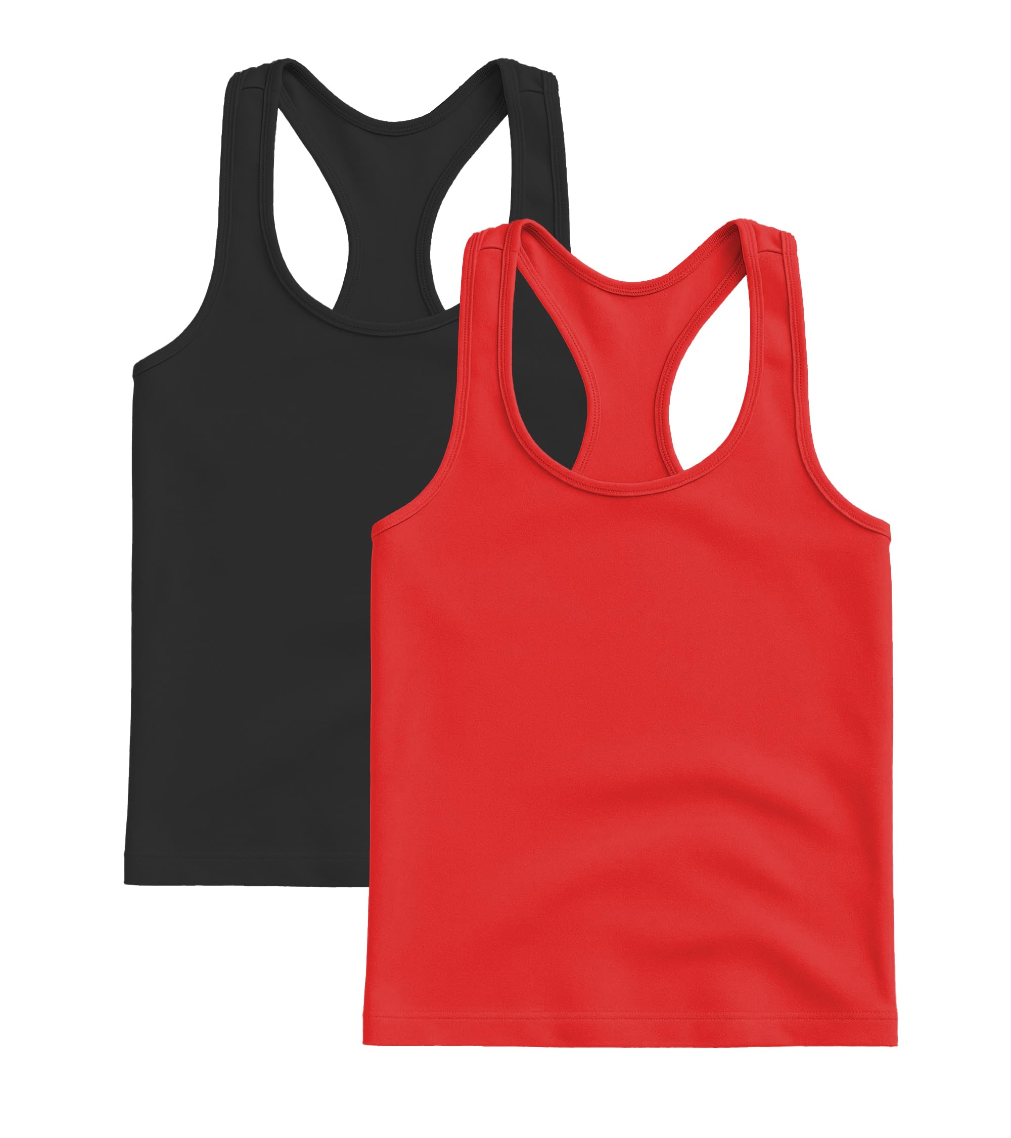 Photo 1 of *MISSING PARTS*
Kurve Premium Girls Seamless Supersoft Wide Strap Comfortable Racerback Tank (Made with Love in The USA), Black/Red Set, Age 7-12