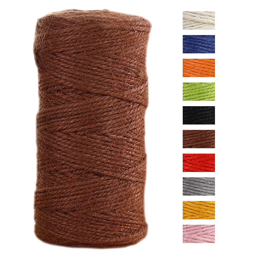 JeogYong Jute Twine 2mm x 100m Natural Cordage for Garden, Kitchen, DIY Arts & Crafts, 3-ply Biodegradable Thread (Coffee)