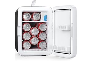Antarctic Star Compact Mini Fridge, 10L Portable Small Refrigerator, 2.6 Gal Mini Fridge with AC/DC Adapters, Small Cosmetics Cooler for Beverage, Food, Makeup, Bedroom, Office, Dorm, Black
