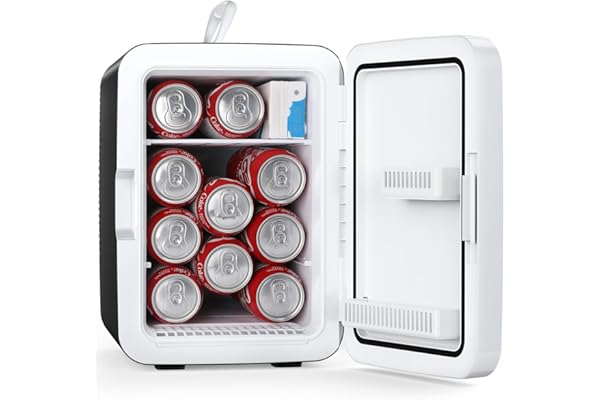 Antarctic Star Compact Mini Fridge, 10L Portable Small Refrigerator, 2.6 Gal Desktop Fridge with AC/DC Adapters, Small Cosmetics Cooler for Beverage, Food, Makeup, Bedroom, Office, Dorm, Black