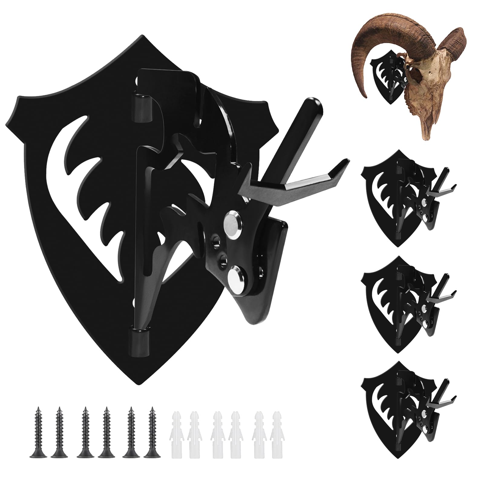 Photo 1 of 3 PCS Medium Hooker Trophy Mount | 5-Level Angle Adjustment | Concealed Screw Mounting | Screws Included