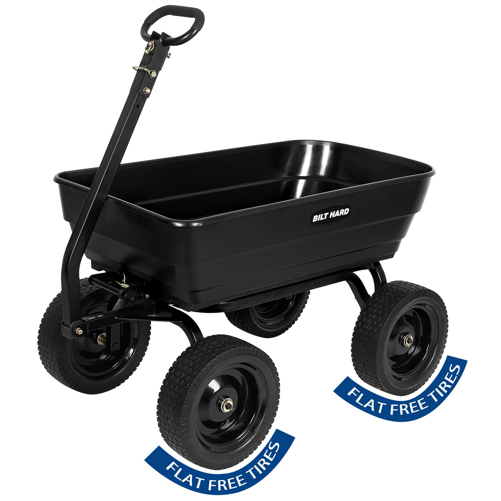 BILT HARD Poly Garden Dump Cart 1200 lbs with No Flat Tires, Quick Release, 2-in-1 Convertible Handle, 7 Cu Ft Dump Wagon Heavy Duty for Yard, Outdoor Image