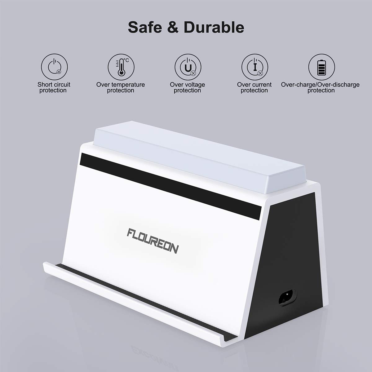 FLOUREON Multi USB Charging Station Wireless Phone Charger 4A/20W 4 Ports Multi Device Phone Stand Desktop Multi-port USB Charger with LED Light for iPhone 8, iPhone X, Samsung Galaxy S6