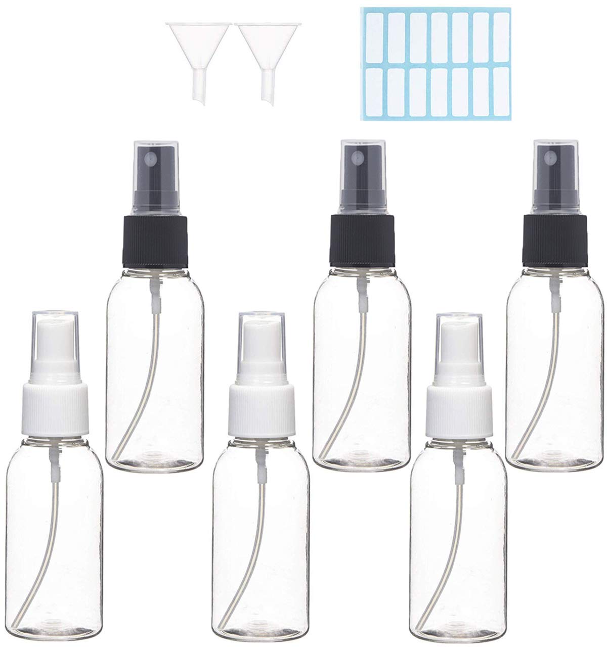 ILLUVA 50ml Small Spray Bottle Empty Clear Fine Mist Spray Bottles Plastic Travel Atomiser Bottle Set Refillable Liquid Containers for Make-up Cosmetic Hair