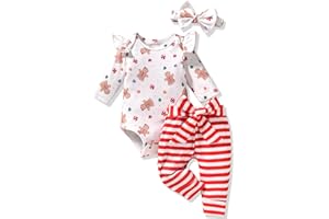 Aalizzwell Preemie Newborn Infant Baby Girls Clothes Ribbed Romper Bodysuit Pants Set Fall Winter Outfits