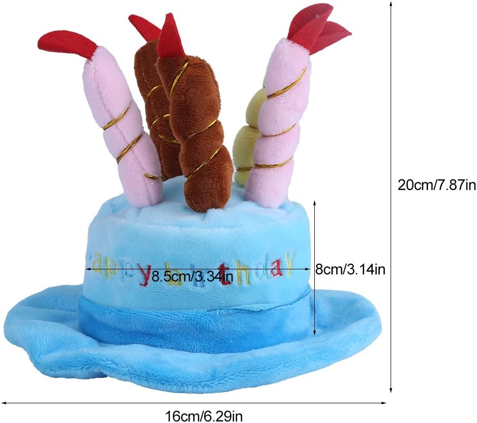 Fdit Pet Birthday Party Hat Cat Dog Colorful Candles Party Hat with Cake Pet Costume Accessory for Dogs Cats Small Animals (Blue) - Image 3