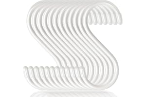 Dapute 5 Inch Large S Hooks, Heavy Duty S Hooks for Hanging Plants, 12 Pack White Vinyl Coated S Hooks, Non Slip Closet and Kitchen S Hooks for Hanging Plants, Jewelry, Pot, Pan, Cups