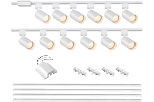 Hiiglxii 12 Lights LED Track Lighting Kit with 13FT H Track Lighting Rails & Floating Canopy Connector, GU10 Track Light Kit 