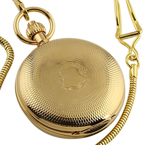 Skeleton Pocket Watch Mechanical Vintage Gold Chain Case Antique Double Hunter Skeleton Pocket Watch Mechanical Vintage Gold Chain Case Antique Double Hunter
