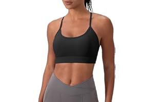 SPVISE 1 or 2 Pack Women's Seamless Sports Bra Halter Yoga Bras with Removable Pads Low Impact Gym Workout Bra Everyday Bras