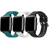 Compatible with Veryfitpro ID205L/ID205/ID205U/ID205S/ID205G/SW020/SW021 Smart Watch Bands Soft Silicone Waterproof Adjustable Replacement Bands for Willful Yamay Letscom Letsfit (Green+Black+White, Small)