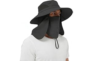 EINSKEY Sun Hat with Neck Flap, UV Protection Waterproof Safari Cap Wide Brim Bucket Hat for Fishing Gardening Hiking Hunting