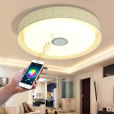 Bluetooth Music Ceiling Light With Speaker Modern Creative