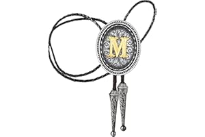 HUABOLA CALYN Bolo tie for Men, Western Cowboy Golden Alphabet Initial Letter ABCDJMR to Y Costume Bolo ties Neckties