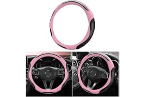 Leather Steering Wheel Cover, Auto Car Stretch Steering Wheel Protector, Universal 15 Inch Anti-Slip Breathable Odorless Stee