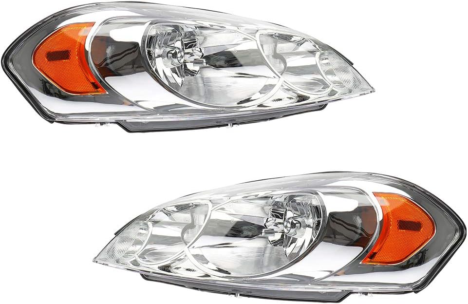 BRTEC Headlight Assembly Kit for 2006 2007 2008 2009 2010 2011 2012 2013 Chevrolet Impala; 2014-2016 Chevrolet Impala Limited; 06-07 Monte Carlo Passenger Side and Driver Side Headlamps