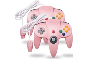 2 Pack Classic N64 Controller, kiwitatá Retro N64 Remote Gaming Joystick Wired Gamepad Controller for N64 System Video Games 
