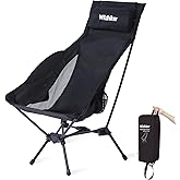 Wildhiker Portable Compact Folding Camping Chairs – Lightweight High Back with Pillow, Deep Recline, ArmPads, Side Pockets-fo