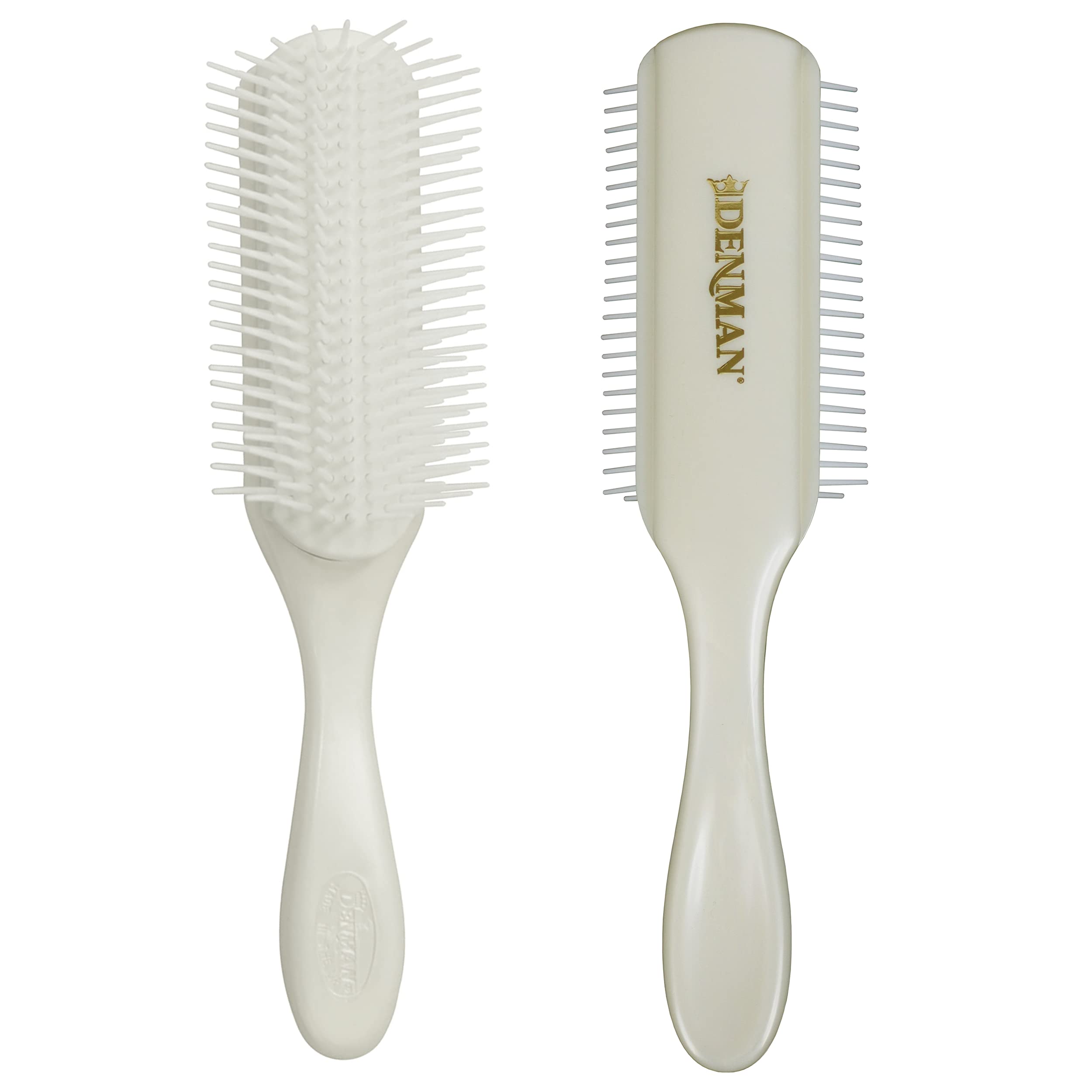 Denman Curly Hair Brush D4 (White & Pearl Pins) 9 Row Styling Brush for Styling, Smoothing Longer Hair and Defining Curls - For Women and Men — image 1