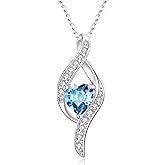 EVER FAITH S925 Silver Cubic Zirconia Infinity Love Knot Necklace, Birthstone Heart Pendant Necklace Valentines/Mothers Day/Anniversary Birthday/Christmas Jewelry Gifts for Women