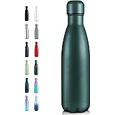 Volhoply 17oz Insulated Stainless Steel Water Bottle, Double Wall Vacuum Flask, Keeps Cold 24h & Hot 12h, Available in Packs of 1, 4, or 8(Army Green,1 Pack)