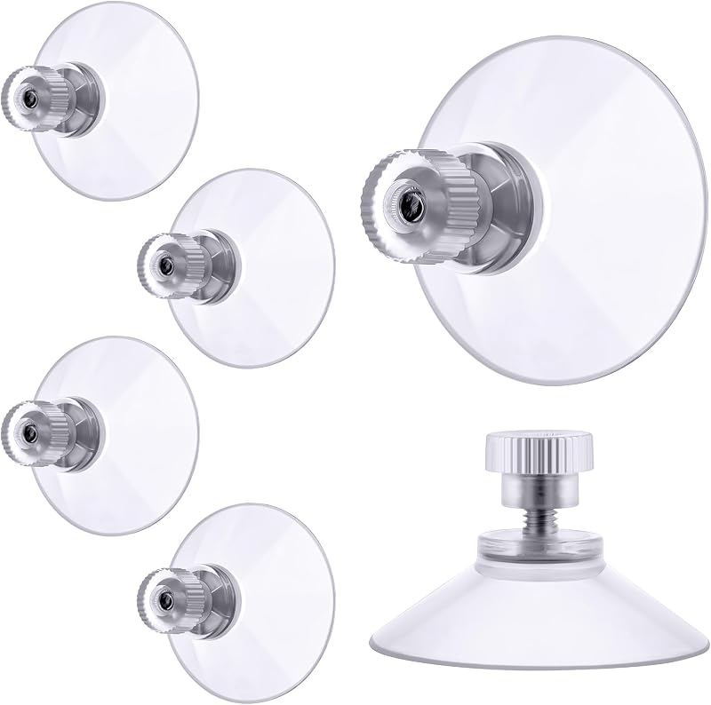 flintronic 6 PCS Suction Cups 32mm Clear Window Suckers Knurled Nut
