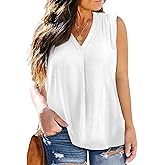 Eytino Womens Plus Size Tank Tops Summer Sleeveless V Neck Casual Loose Chiffon Blouse Office Work Shirts(1X-5X)