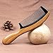 Jaciya Natural Green Sandal Wood Hair Comb Round Handle Black Buffalo Horn Fine Tooth Comb