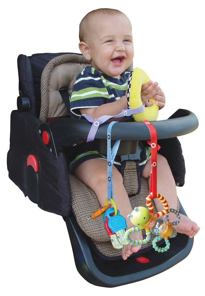 Baby Buddy Secure-A-Toy - Straps Toys, Teether, or Pacifiers to Strollers, Highchairs, Car Seats— Safety Leash With Adjustable Length to Keep Toys Sanitary & Clean, Red/Orange 2 Count : Baby Stroller Accessories : Baby