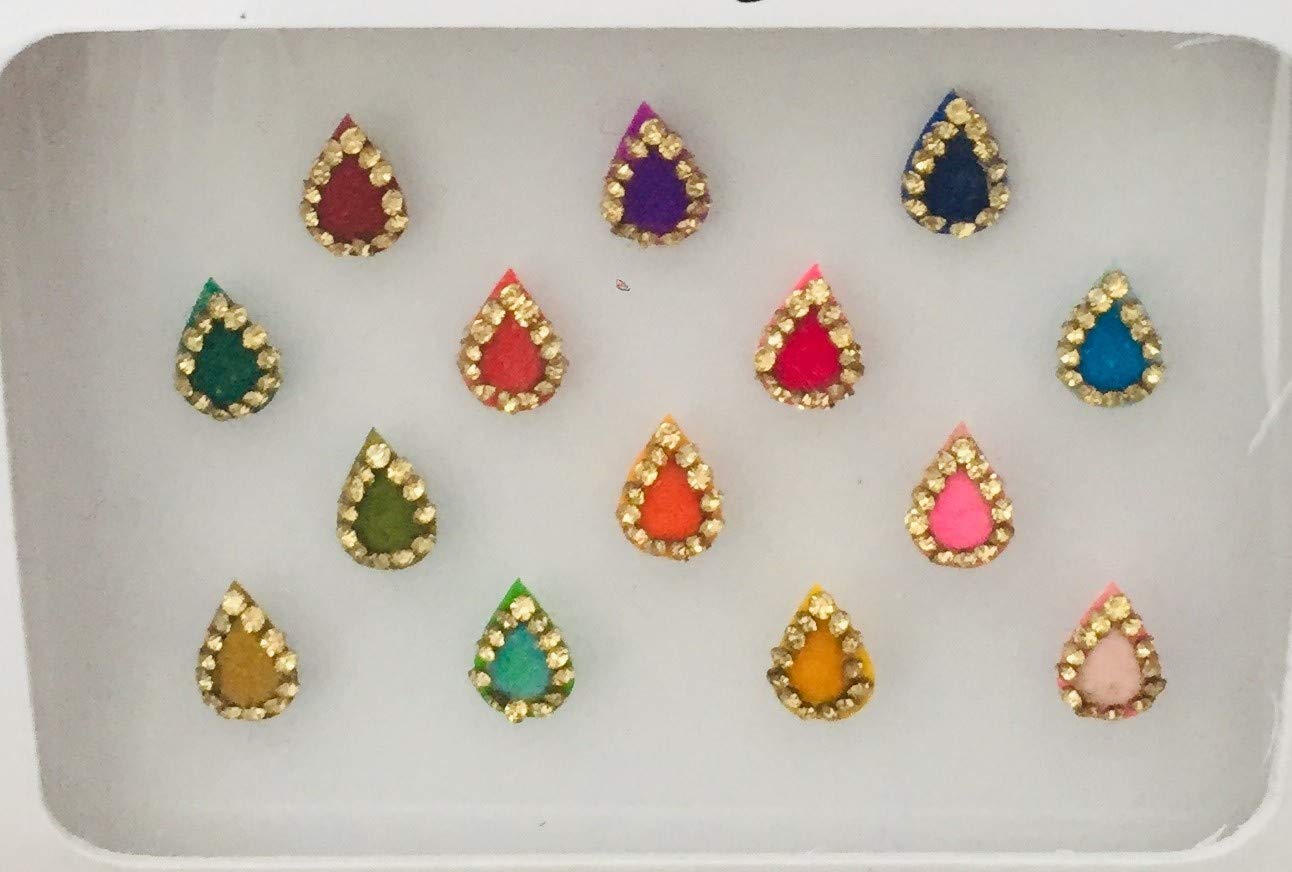 BB400 Multi Colour Stone Gold bindi Pearl Bindi Tattoo Forehead Sticker Wedding Tikka Bollywood Saree