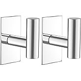VAEHOLD Wall Towel Hooks, Heavy Duty Sticky Holder Waterproof Towel Hooks for Hanging Coat, Clothes, Closet Hook Wall Mount for Kitchen (Chrome, 2 Pack)
