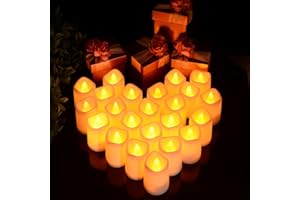 Litake 24Pcs Flameless Candles Cream Light Tea Candles Flickering Votive Candles Battery Operated LED Tea Lights Electric Fake Candles for Birthday Wedding Party Halloween Christmas Decor