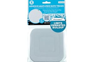 SlipX Solutions Microban-Infused Square Non-Slip Safety Treads, Adhesive | Anti-Slip Bathroom Accessories - Bathtub, Shower, & Step Power Grip Floor Grips | Design Your Own Pattern (Clear, 21 Count)