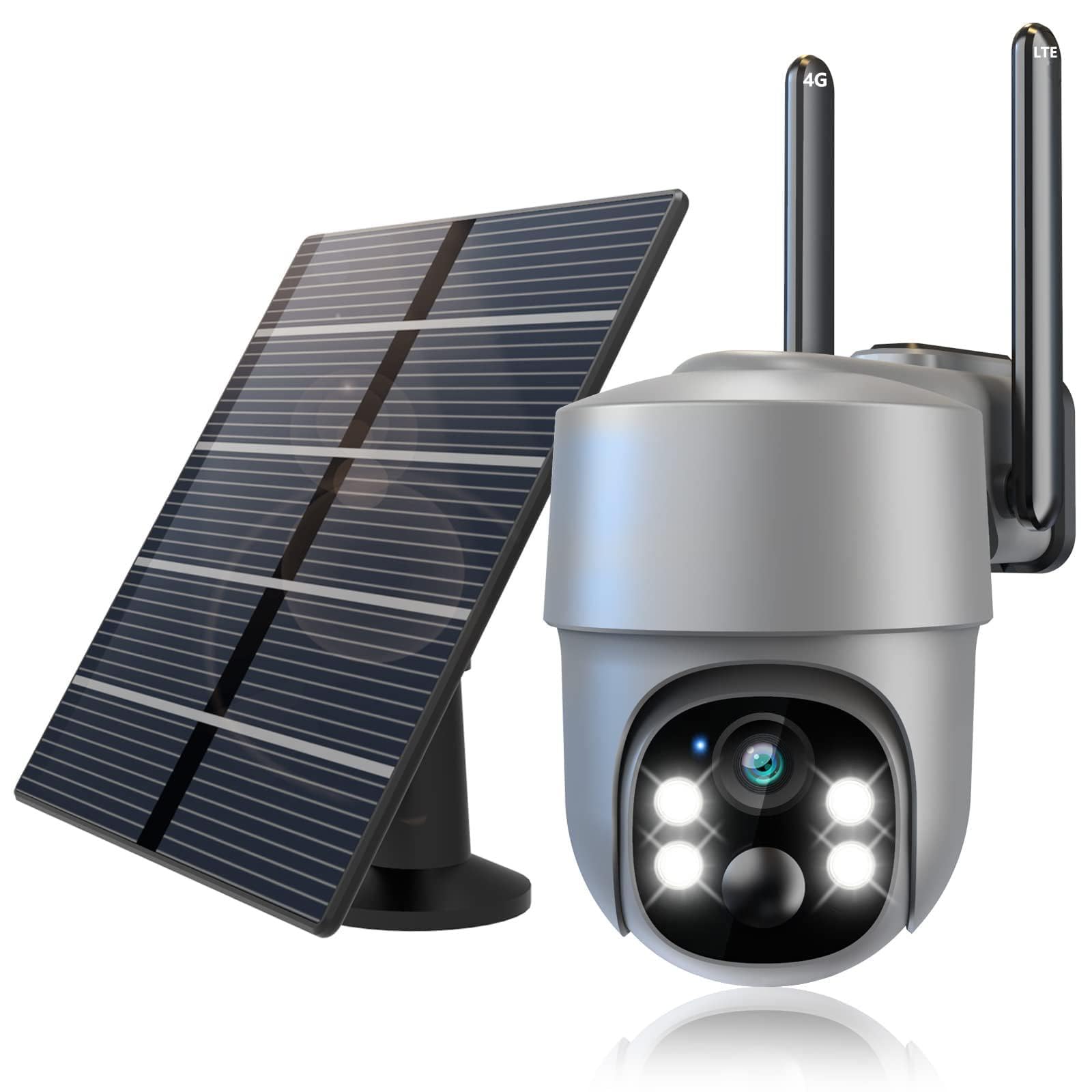 Photo 1 of 4G LTE Cellular Security Camera Security Cameras Wireless Outdoor Solar-Powered with 360° Pan & Tilt Surveillance,Pir Motion Detection,2K Color Night Vision,2-Way Audio,Siren,IP66,Built in Sim Card