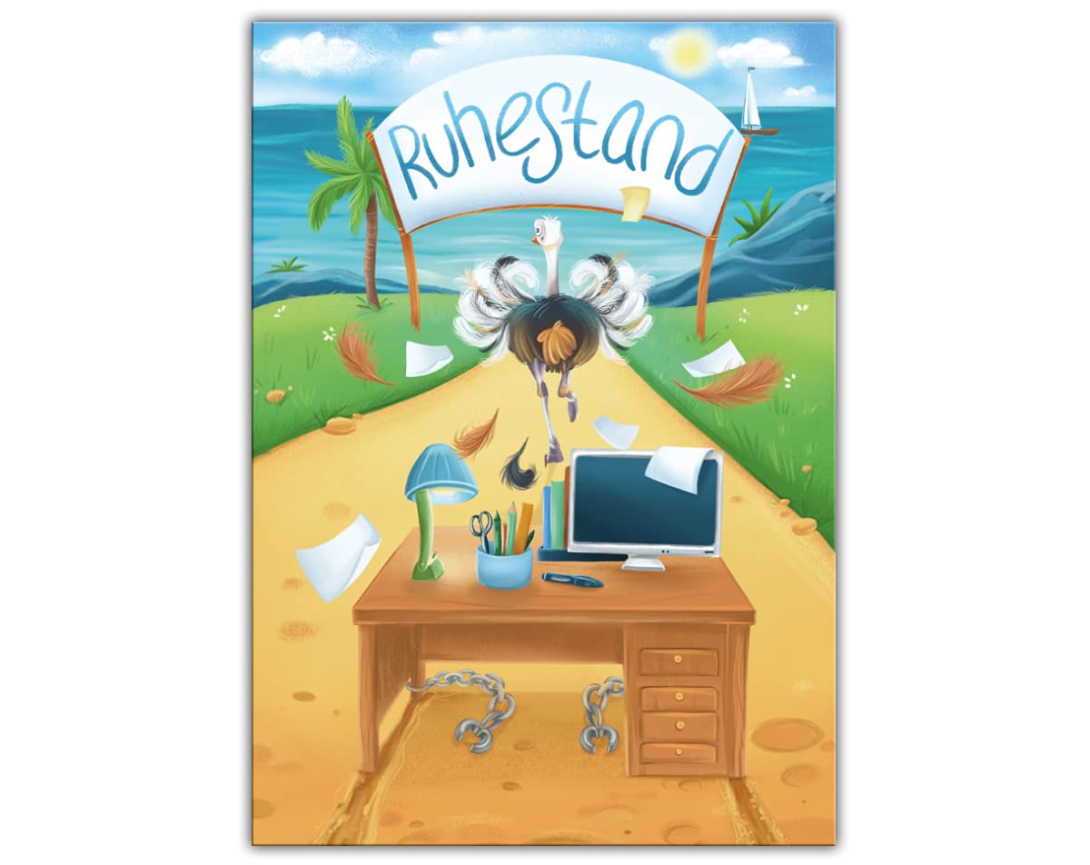 Leaving Card for Colleagues Colleague with Envelope Funny Folding Card for Pension Retirement Bouquet in XXL Format A4