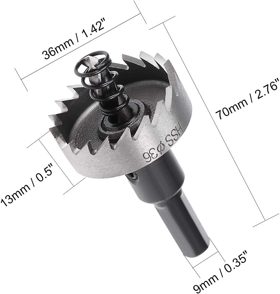 sourcingmap 2 Pcs 36mm High Speed Steel HSS Drill Bit Hole Saw Cutter for Metal Alloy Wood, Black, Silver Tone - Image 3